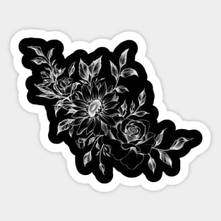 Sun Flower and Roses Tattoo Design Sticker